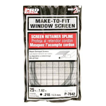 Prime-Line Screen Retainer Spline, 0.210 in., 25 ft., Gray Single Pack P 7642